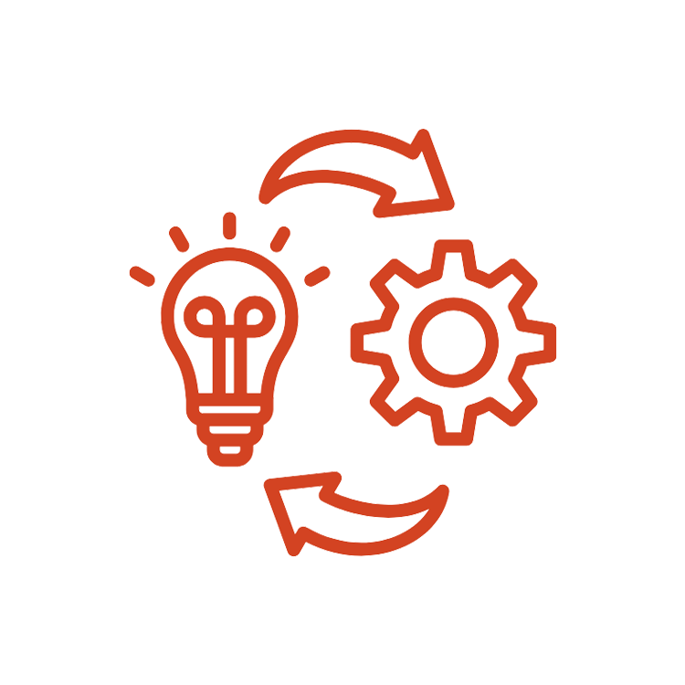 Cycle of lightbulb and gear