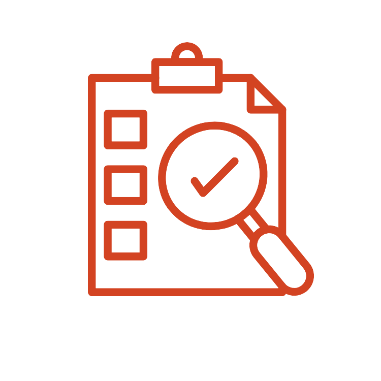 Icon of clipboard with magnifying glass